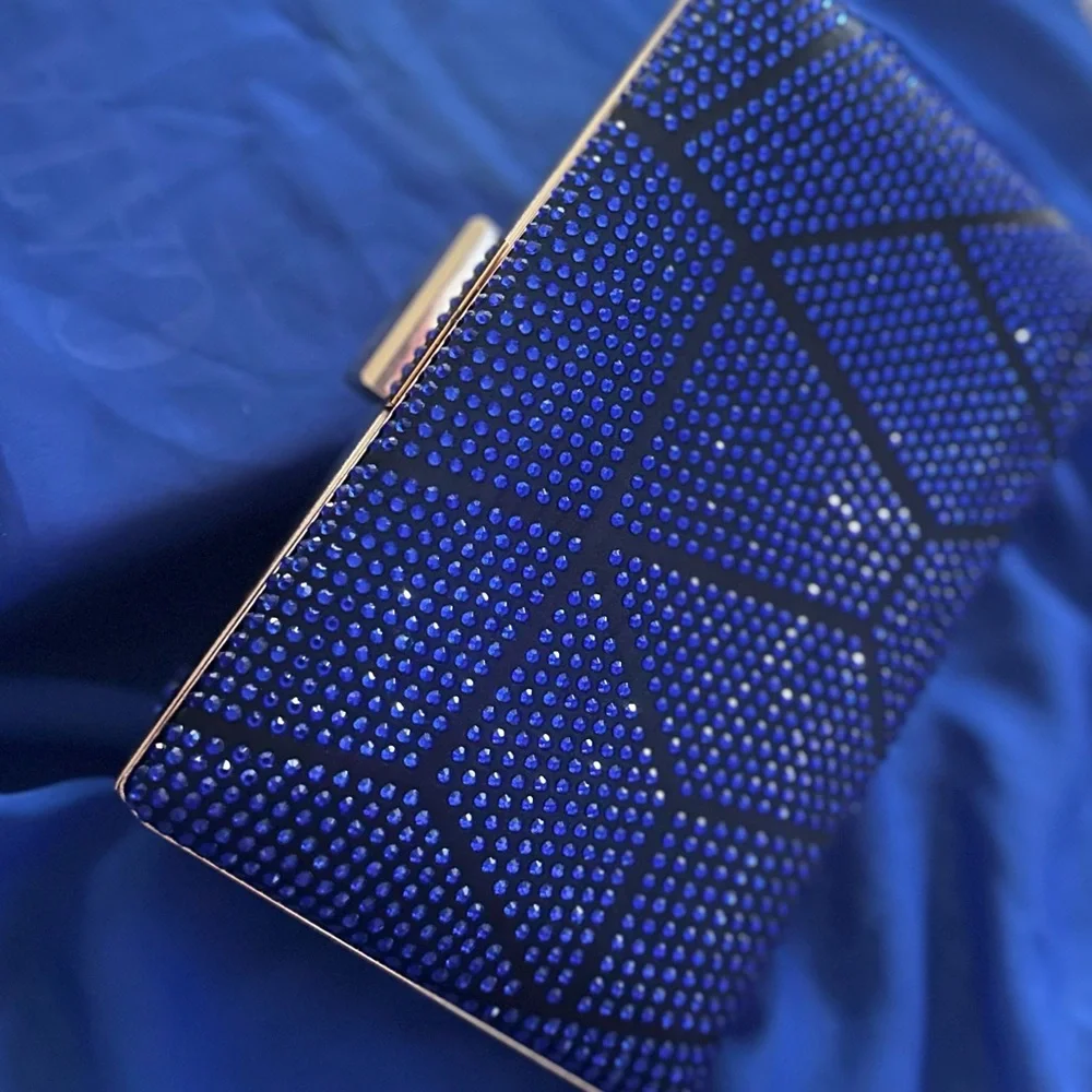 Stunning Blue Rhinestone Clutch – New with Defects💎 - Picture 3 of 5